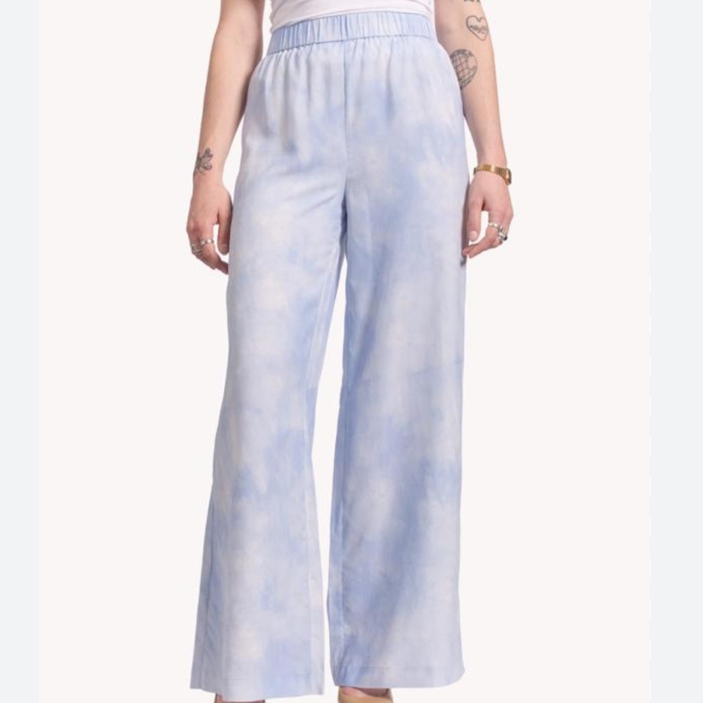 NWT NAADAM 100% Silk Light Blue Pants